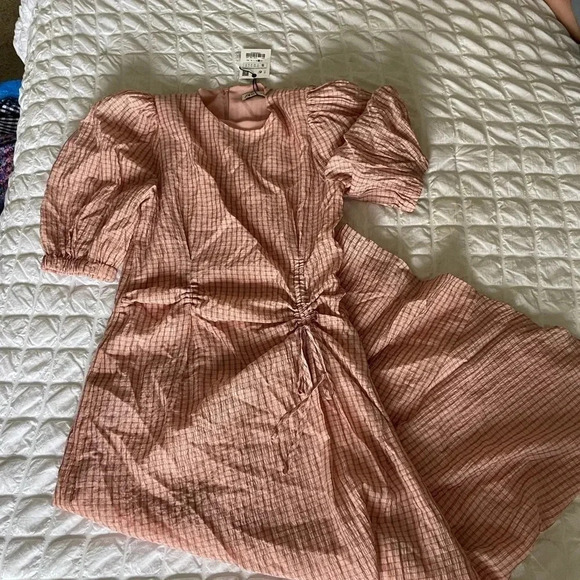 Zara pink gathered cinched waist maxi dress - Picture 8 of 16